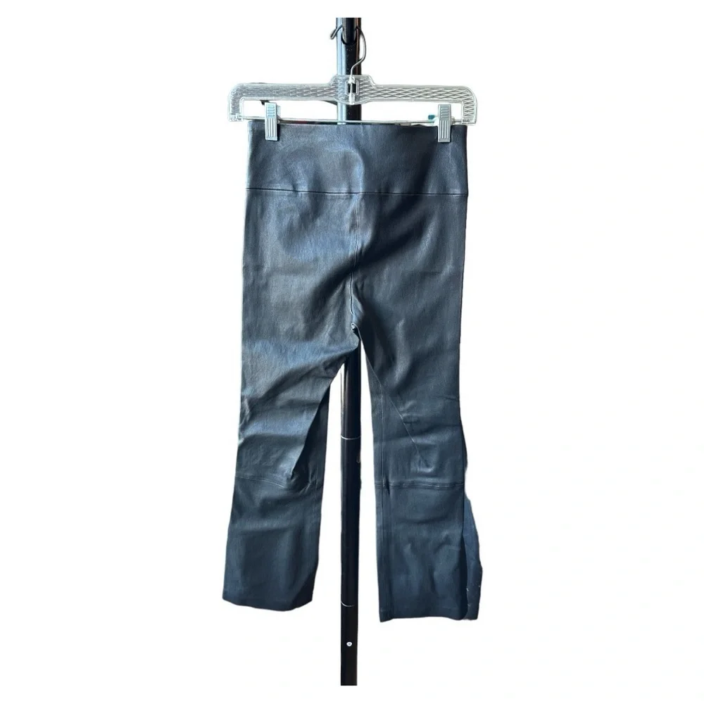 NWOT Theory Leather Pants Yoke Urban Crop Flare in Black - Picture 4 of 8